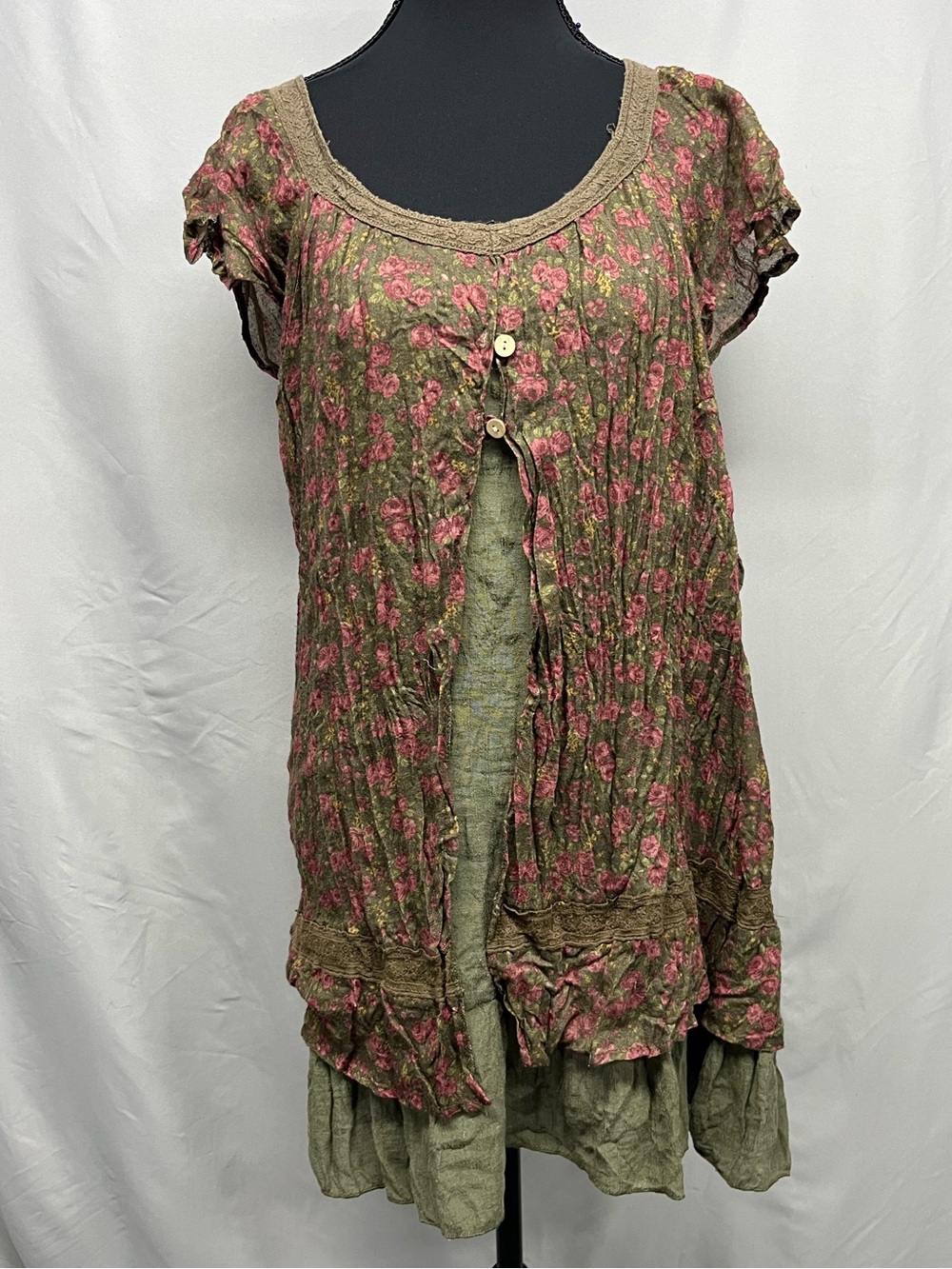 Blue Bird Designer Boho Women’s Floral Layered Dress Top